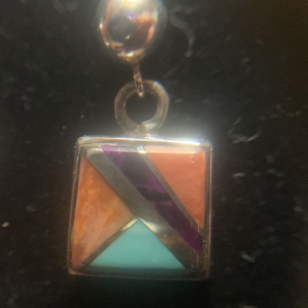 Native American Inlaid Earrings - Picture 2 of 7